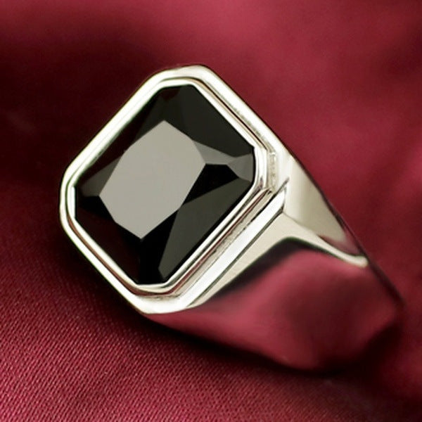 Men's Square Alloy Zircon Ring