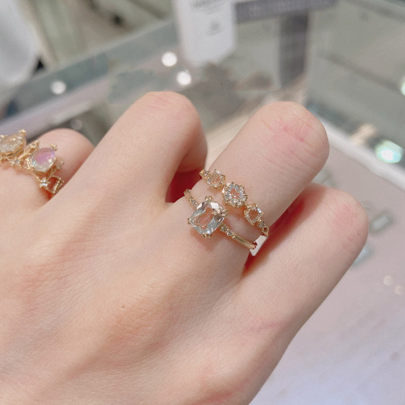 Crystal ring niche simple cold wind