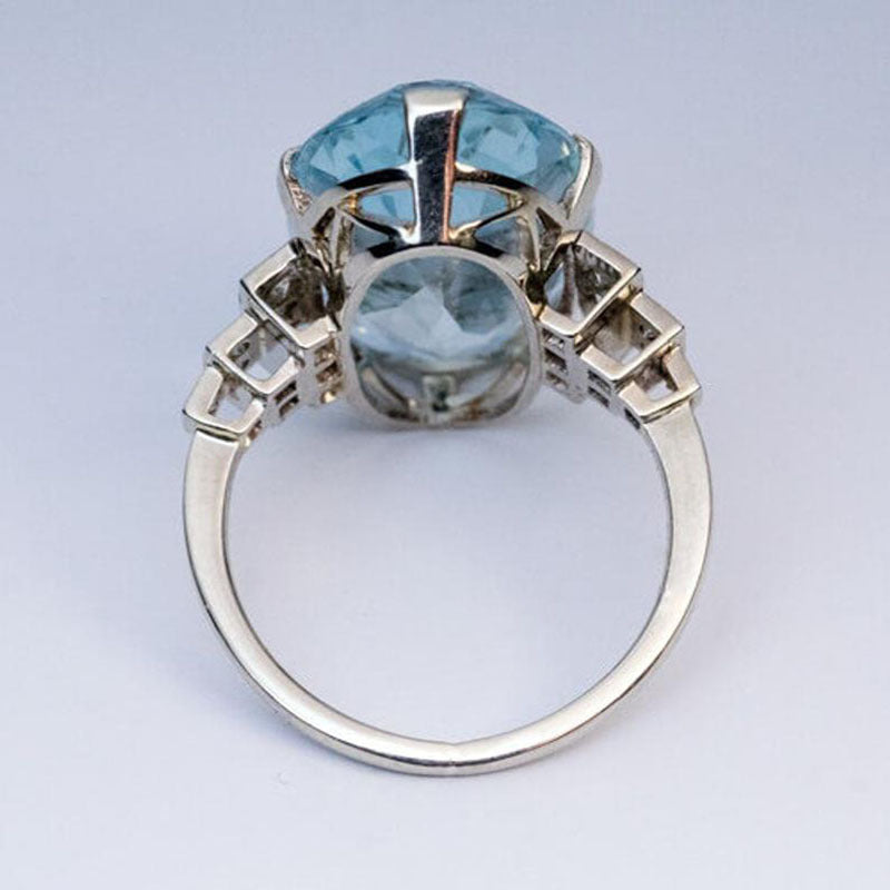 Ring Female Egg Round Blue Crystal Ring Ladies Ring